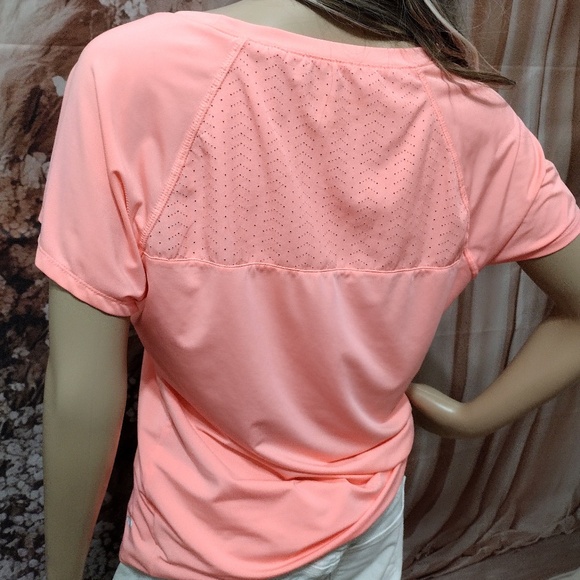 Marika Women's Large Light Peach/Pink Stretch Mesh Activewear Workout Top - Picture 5 of 6